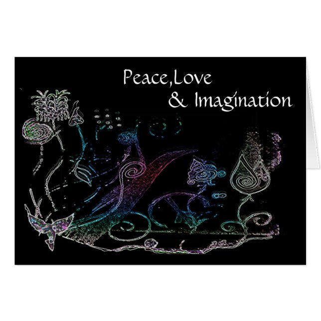 Peace,Love, & Imagination -Card (Front Horizontal)
