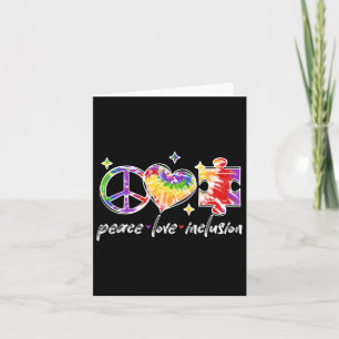 Peace Love Inclusion Rainbow Tie Dye Autism Awaren Card