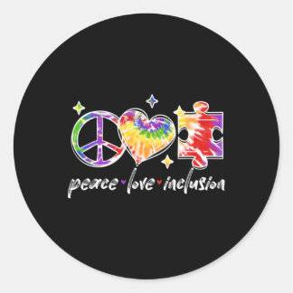 Peace Love Inclusion Rainbow Tie Dye Autism Awaren Classic Round Sticker