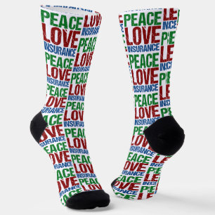 Peace Love Insurance Funny Christmas Socks