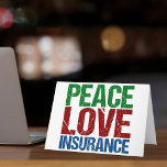 Peace Love Insurance Holiday Card<br><div class="desc">A cute insurance agent Christmas gift featuring green,  red,  and blue letters that read Peace Love Insurance. Great gift for your insurance company co-workers.</div>