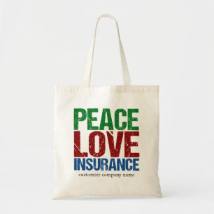 Peace Love Insurance Personalised Company Tote Bag