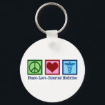 Peace Love Internal Medicine Key Ring<br><div class="desc">Peace Love Internal Medicine. A cool internist gift for internists or physicians who diagnose disease. This doctor gift features a peace sign,  heart,  and medical caduceus.</div>