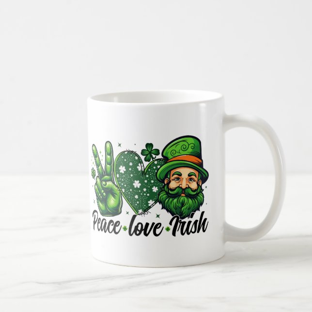 Peace Love Irish Mug - Perfect for St. Patrick's D (Right)