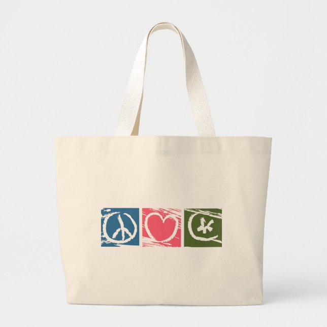Peace Love Islam Large Tote Bag (Front)