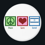 Peace Love Israel Magnet<br><div class="desc">A peace sign,  heart,  and the blue Israel flag.</div>