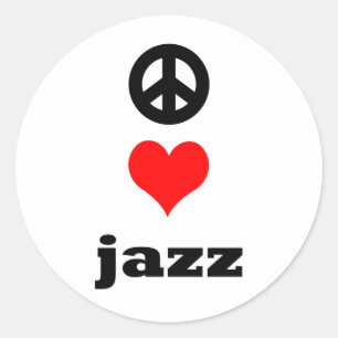 peace Love Jazz Classic Round Sticker