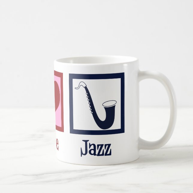 Peace Love Jazz Music Saxophone Coffee Mug (Right)