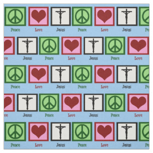 Peace Love Jesus Christ Religious Christian Cross Fabric