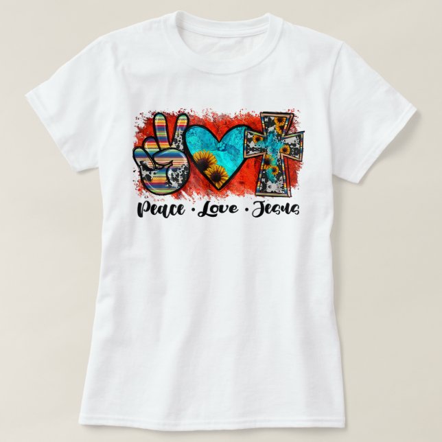 Peace Love Jesus Funny Christian, Love Like Jesus  T-Shirt (Design Front)