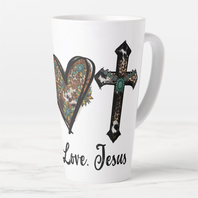Peace Love Jesus  Latte Mug (Right Angle)