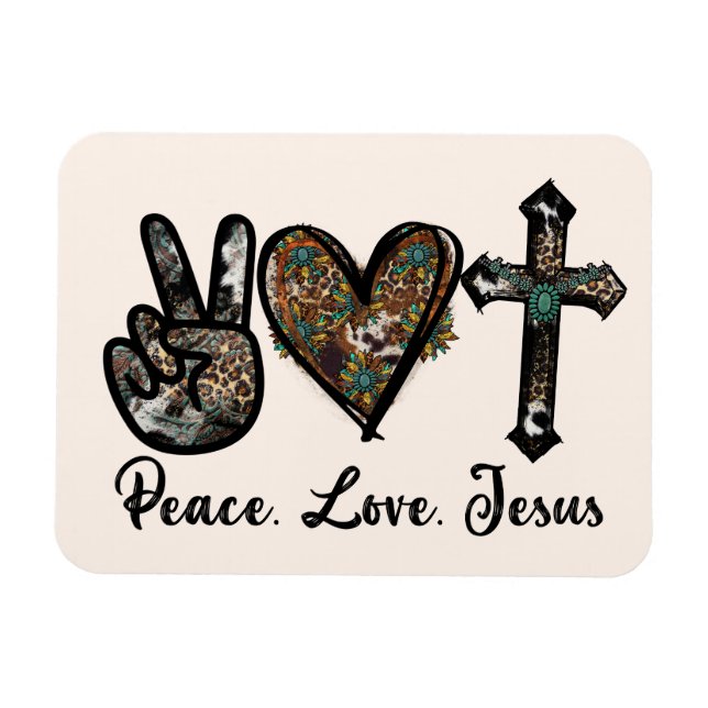 Peace, Love, Jesus Magnet (Horizontal)
