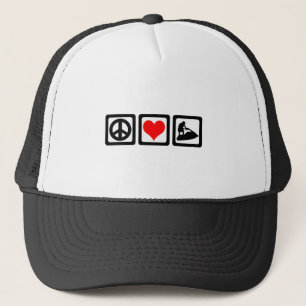 Peace love jetskiing trucker hat