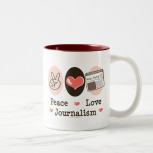Peace Love Journalism Mug