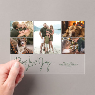 "Peace Love Joy" 5 Photo Gallery Christmas Acrylic Invitations