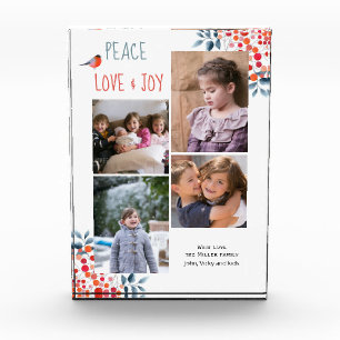 Peace, love, joy and berries Christmas keepsake Photo Block