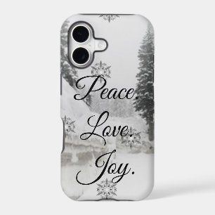 Peace Love Joy Black & White Snowfall Christmas