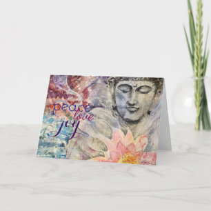 Peace Love Joy Buddha Art Greeting Card