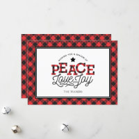 PEACE Love Joy Buffalo Plaid Border