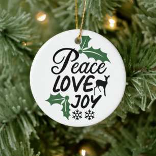 Peace love joy ceramic ornament