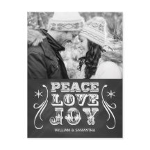 Peace Love Joy Chalkboard Holiday Postcard