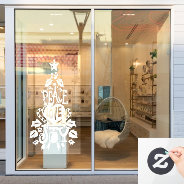 Peace love joy christmas blessing white (Store Window)