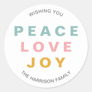Peace Love Joy Christmas Classic Round Sticker