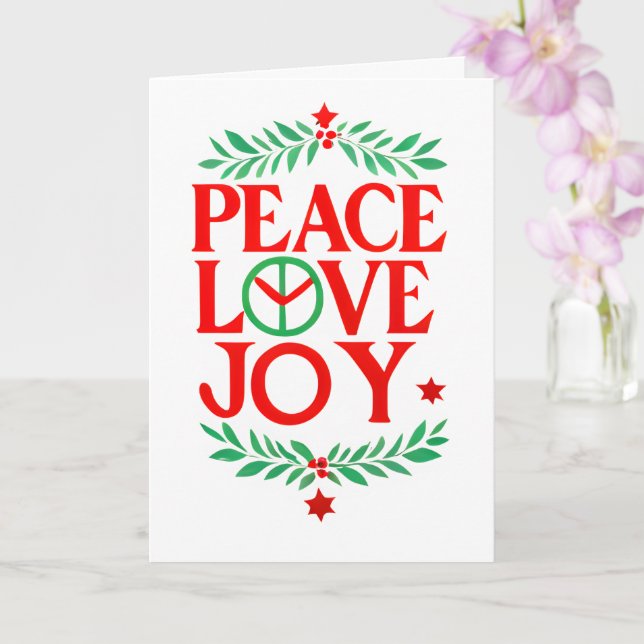 Peace Love Joy Christmas Festive Holiday  Card (Orchid)