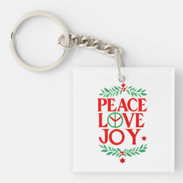 Peace Love Joy Christmas Festive Holiday  Key Ring (Front)