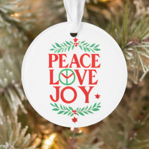 Peace Love Joy Christmas Festive Holiday  Ornament