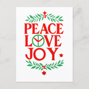 Peace Love Joy Christmas Festive Holiday  Postcard
