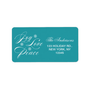 PEACE, LOVE, JOY CHRISTMAS HOLIDAY TURQUOISE LABEL
