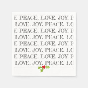Peace Love Joy Christmas Holly Holiday Fun Napkin