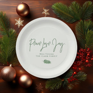 "Peace Love Joy" Christmas Party Paper Plate