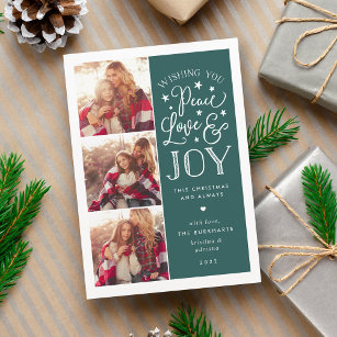 Peace, Love & Joy   Christmas Photo Card