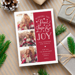 Peace, Love & Joy   Christmas Photo Card