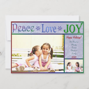 Peace Love Joy Christmas Photo Card - 2 sided