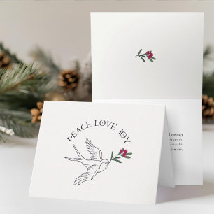 Peace Love Joy Christmas Snow Bird Card