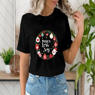 Peace Love Joy Christmas Wreath Festive T-Shirt