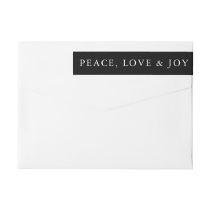 Peace Love Joy Classic Minimal Typography Black Wrap Around Label