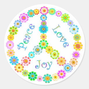 Peace Love Joy Classic Round Sticker