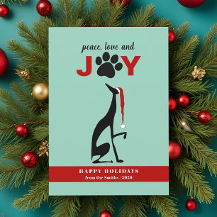 Peace Love Joy Dog Paw Christmas Holiday Card