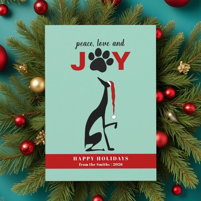 Peace Love Joy Dog Paw Christmas Holiday Card (Creator Uploaded)