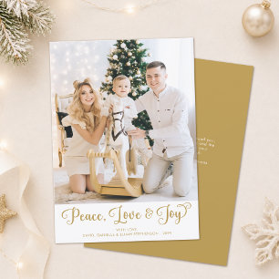 Peace Love & Joy Elegant Photo Christmas Holiday Card