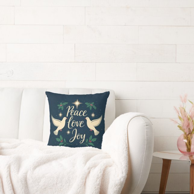 Peace, Love, Joy - Embrace the Heart of the Season Cushion (Couch)