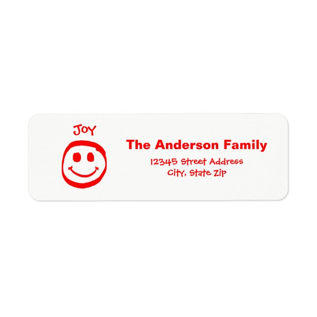 Peace, Love, Joy Face  - Address Label Return Address Label (Front)