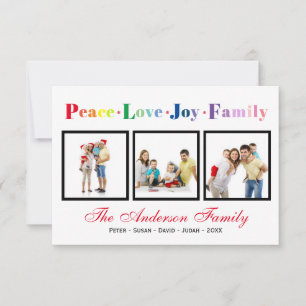 Peace Love Joy Family - 3x5 Christmas Card