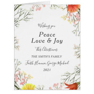 Peace Love Joy Family Merry Christmas Postcard