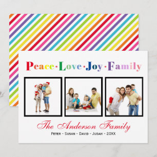 Peace Love Joy Family Rainbow - Christmas Card