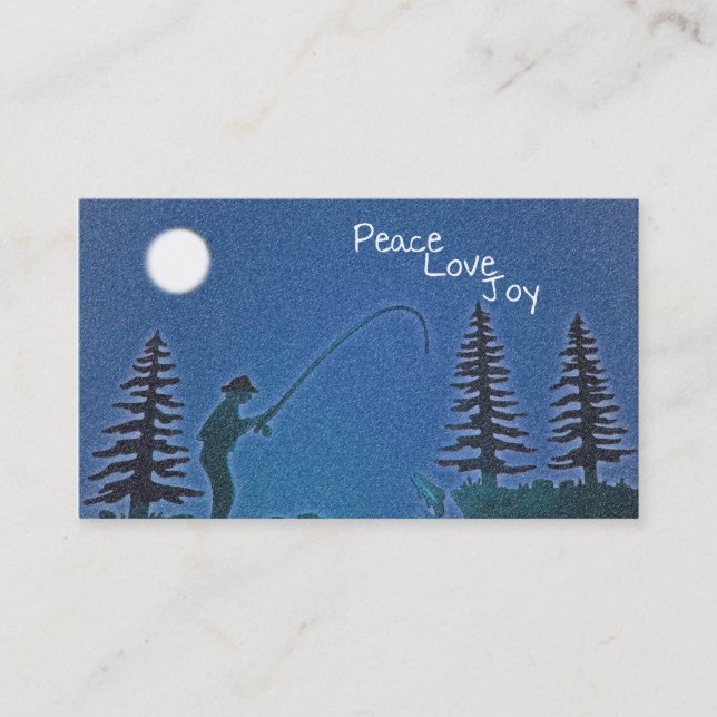 Peace, Love, Joy / Fly Fisherman in Snow Business Card (Front)
